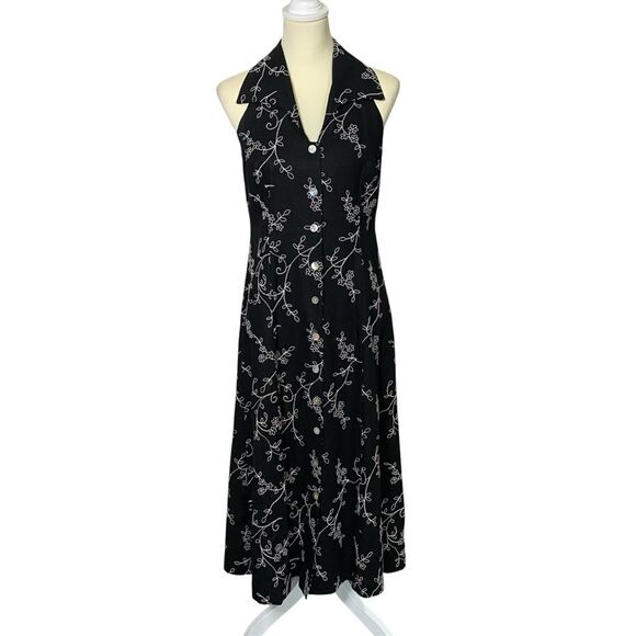 Vintage Coldwater Creek Linen/Cotton Blend Button Front Midi Dress Women Size P6 - Picture 1 of 15